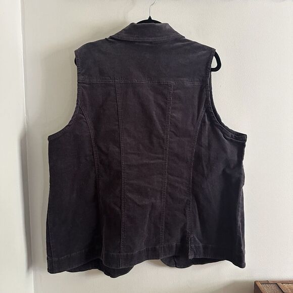 Liz & Me By Catherines Dark Gray Corduroy Vest‎ Size 0X 16W EUC Womens - Picture 4 of 5
